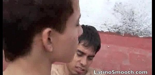  Two hot Latino making out at roof top